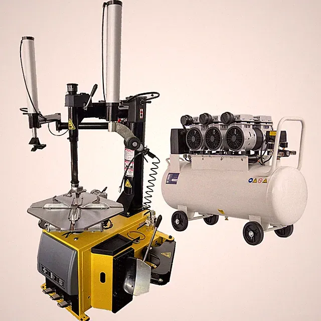 1.5HP 24'' Rim Tire Changer w/Assist Arms With 3HP Oil-Free Air Compressor