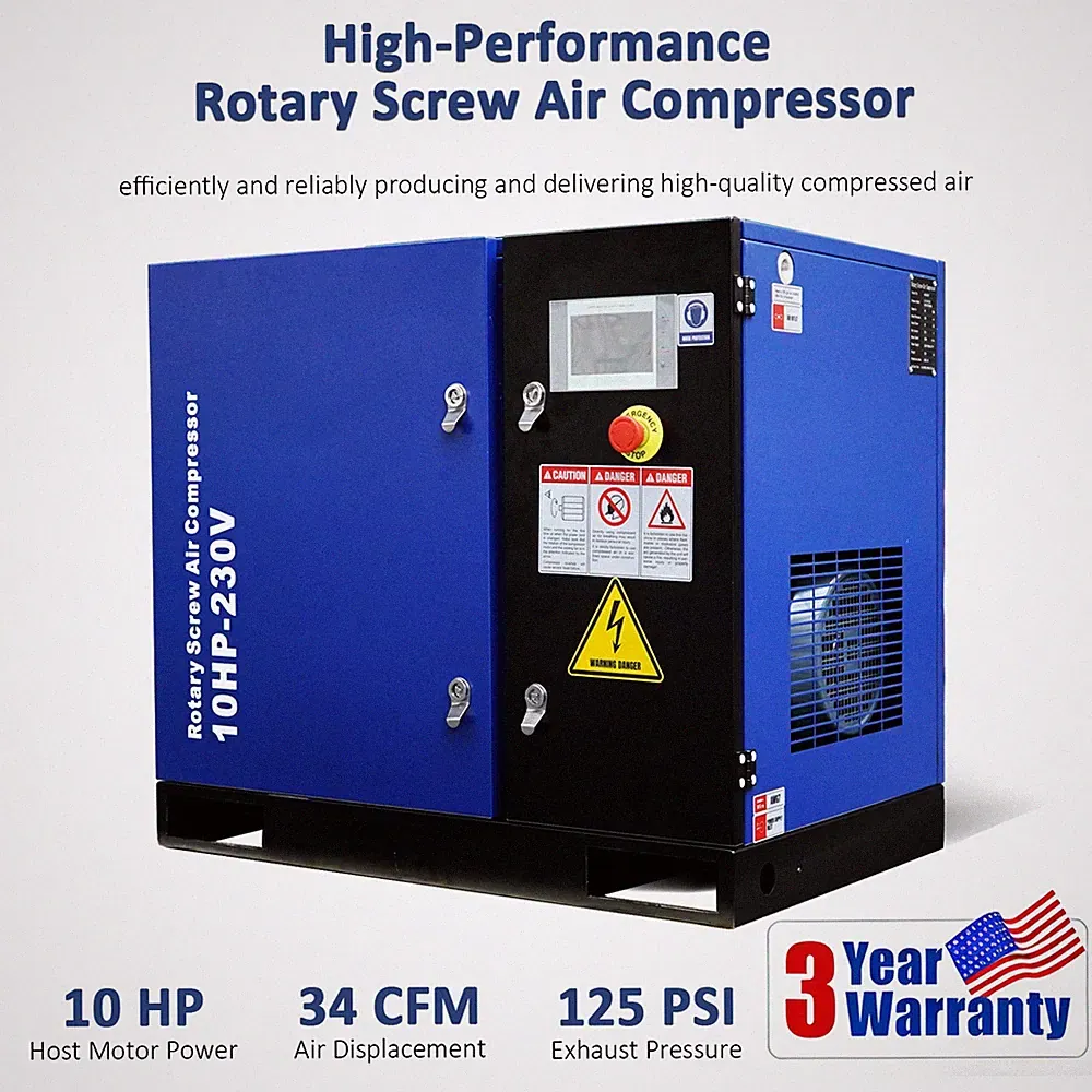 10HP Rotary Screw Air Compressor,34CFM,125PSI,230V 3-P 60HZ,Fixed Speed