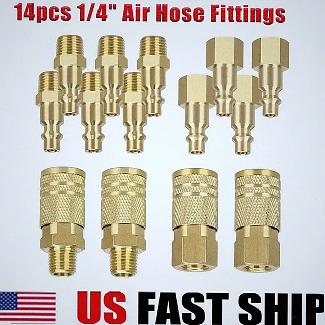 14 Pcs Air Compressor Fittings Set 1/4" NPT Quick Connect Air Coupler & Plug Kit