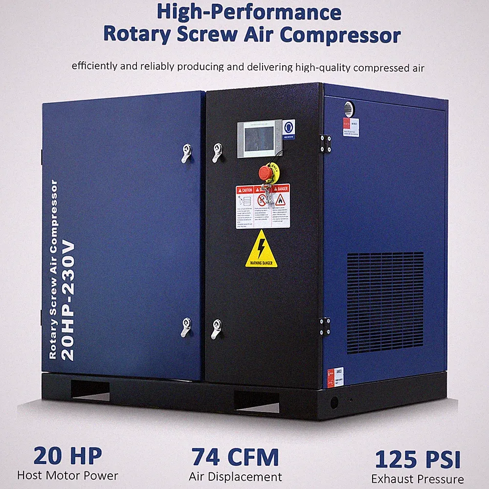 20HP 15KW Rotary Screw Air Compressor 3 Phase 74cfm Fixed Speed IndustrialGrade