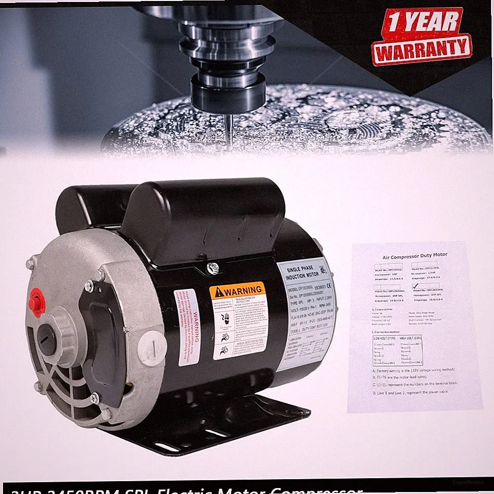 3 HP SPL 3450RPM Electric Motor Compressor Duty 56 Frame 1Phase 115/230V New