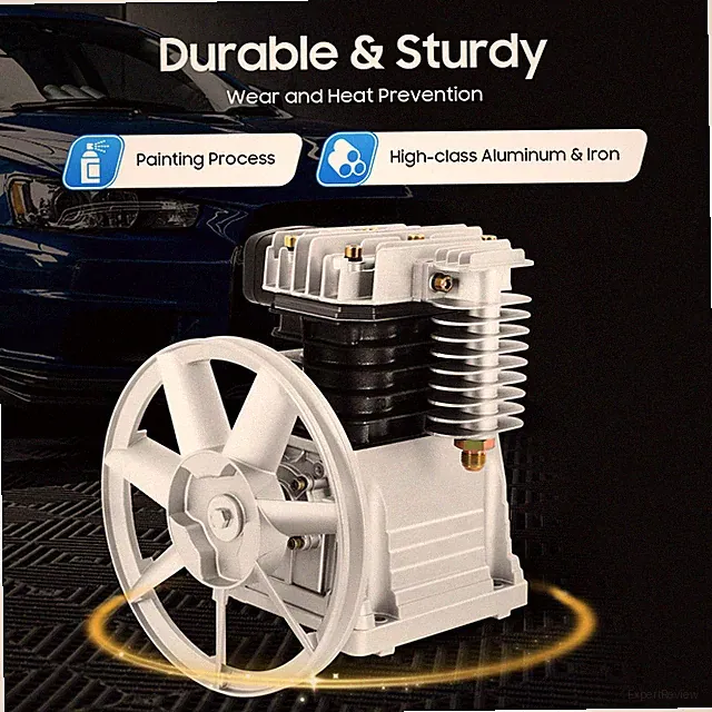 3HP Air Compressor Pump Head Aluminum 2.2KW 1.0mpa 2 Cylinder 1 Stage 250L/66Gal