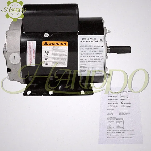 3HP SPL Single Phase Air Compressor Electric Motor 56Frame 3450RPM 115/230v