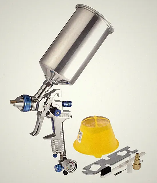 Dynastus 1 Quart HVLP Gravity Feed Air Spray Gun, 2.5mm Nozzle, with Filter a...